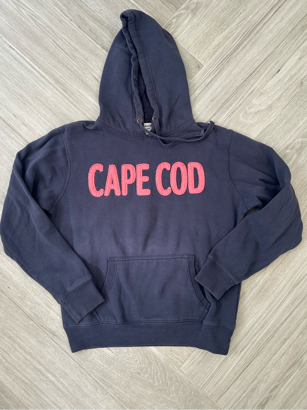Cape Cod Navy Hoodie with Pink Lettering Medium